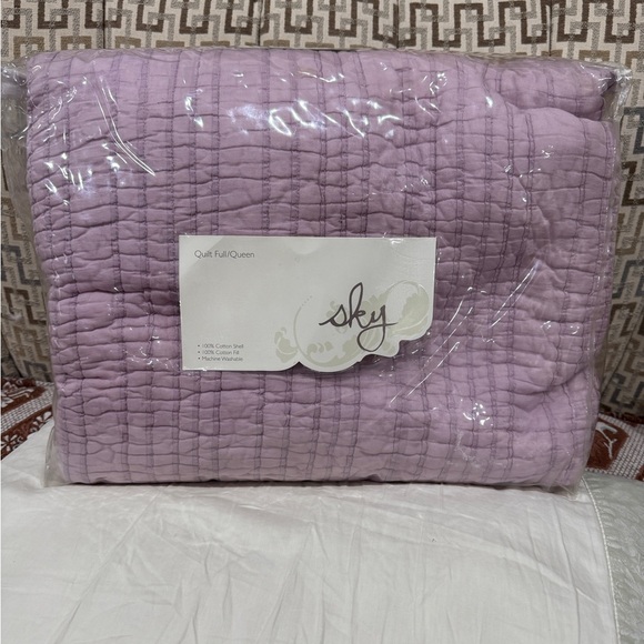 Sky Pintuck FULL / QUEEN Quilt Coverlet Sz 88”x 96” 100% Cotton In Lavender - Picture 9 of 15
